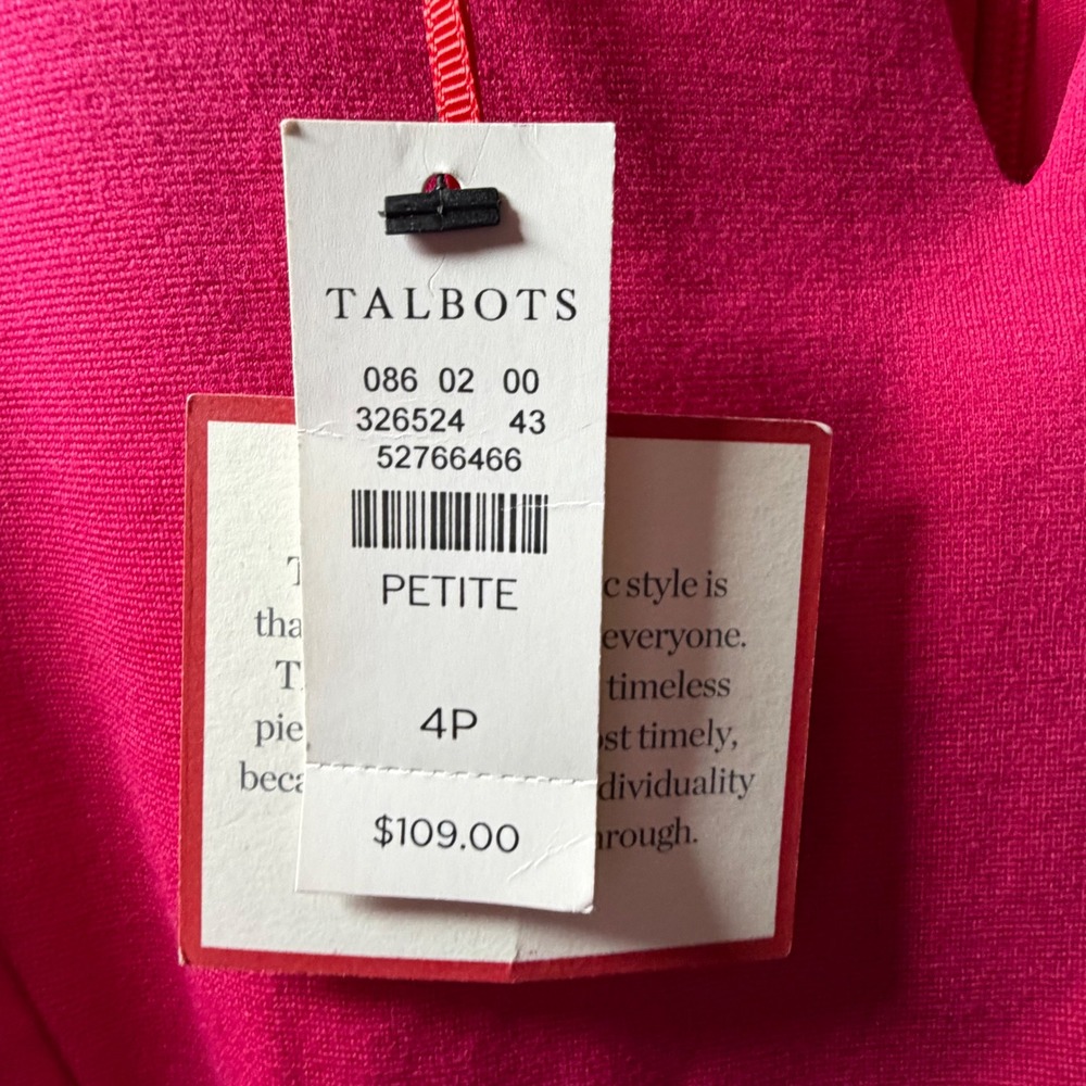 Talbots Petite Pink Sleeveless Sheath Dress Notched Neck 4P NWT 326524 - Picture 4 of 6